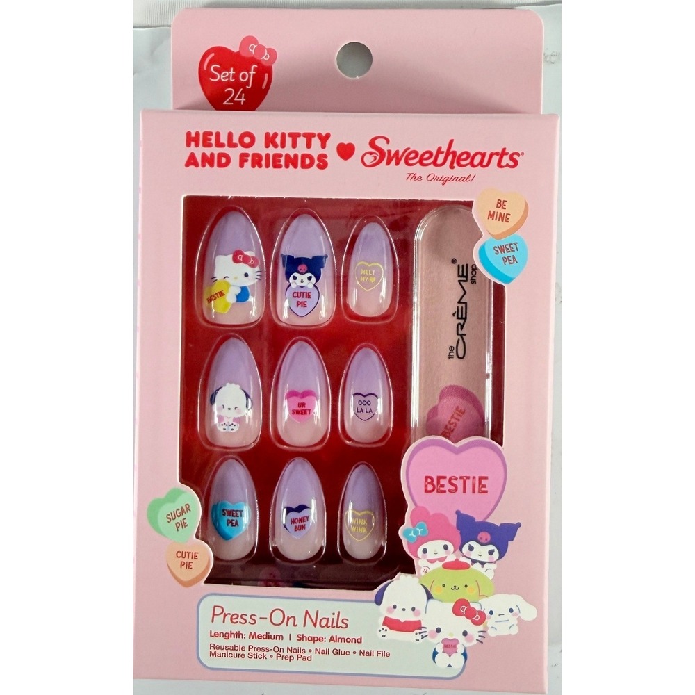 Hello Kitty and Friends Sweethearts Press-On Nails Reusable Medium Almond Set‎
